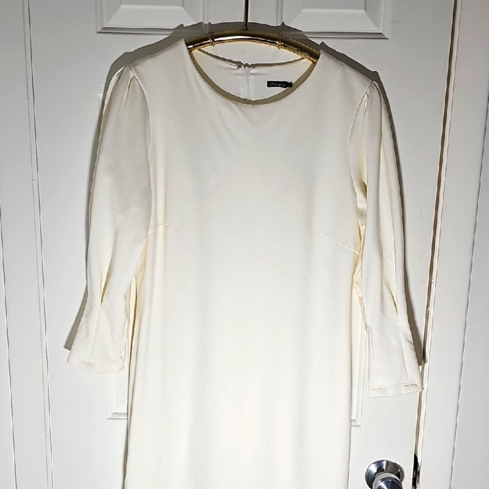 J.McLaughlin Elegant Cream Knit Dress. Long Sleeves. Size Large.
